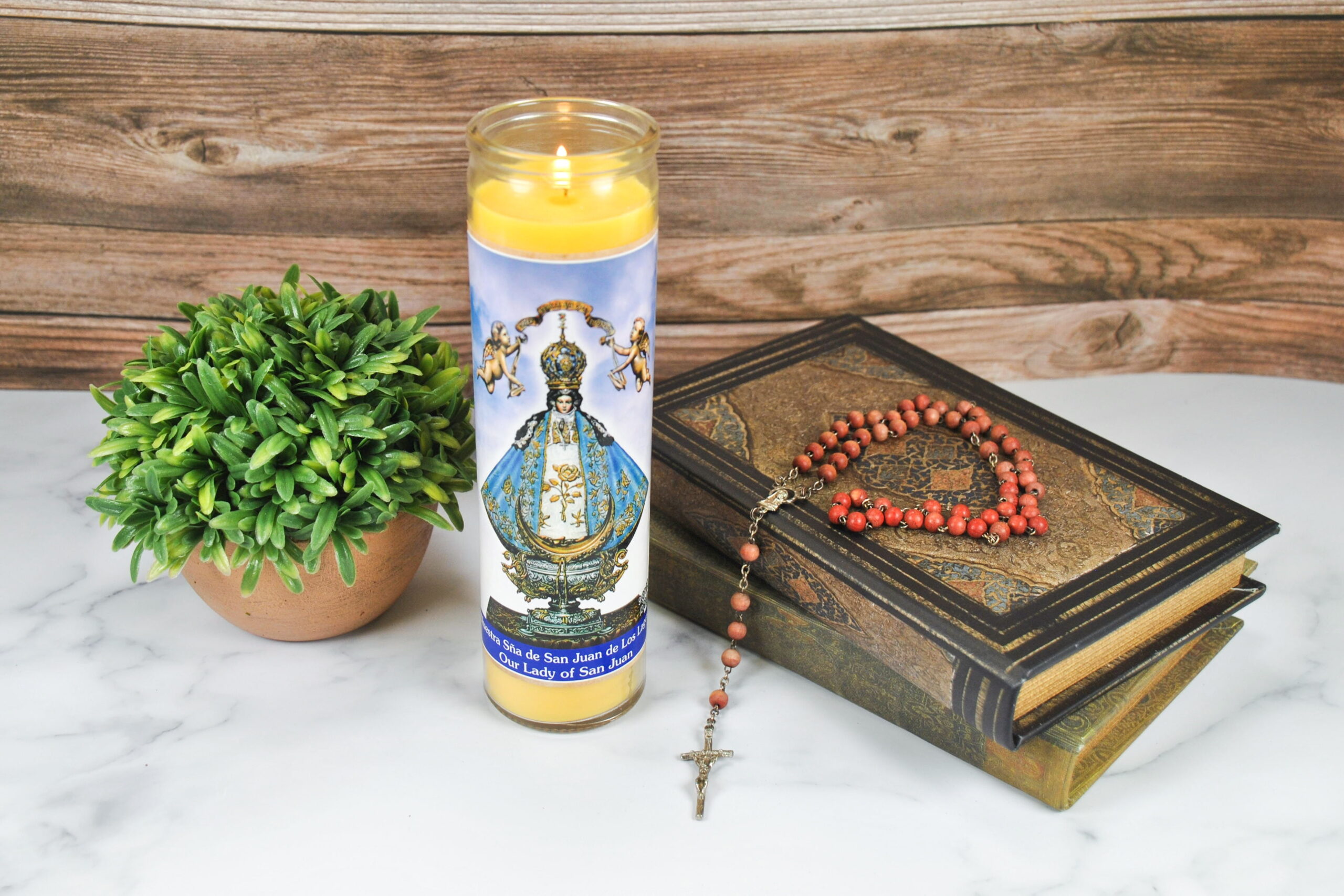 Prayer Candle St Juan De Los Lagos Yellow Wax, 8 Inch - Image 5