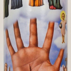 Prayer Candle Helping Hand Green Wax, 8 Inch