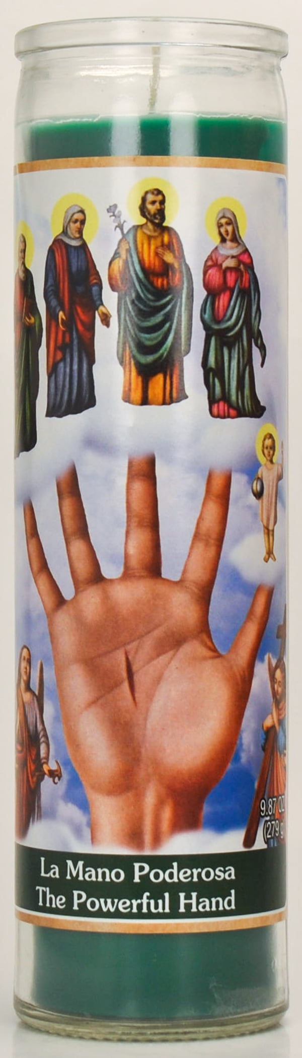 Prayer Candle Helping Hand Green Wax, 8 Inch - Image 7