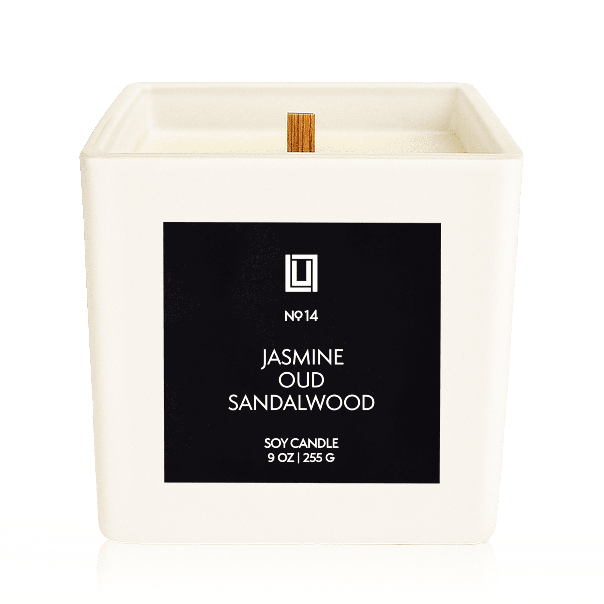 Lulu Candles | Jasmine, Oud & Sandalwood | Luxury Wood Wick Candle in Matte Black Jar – Highly Scented Soy Candle with Incense, Citrus & Clove | Long Lasting, Aromatherapy Candle, Gift for All