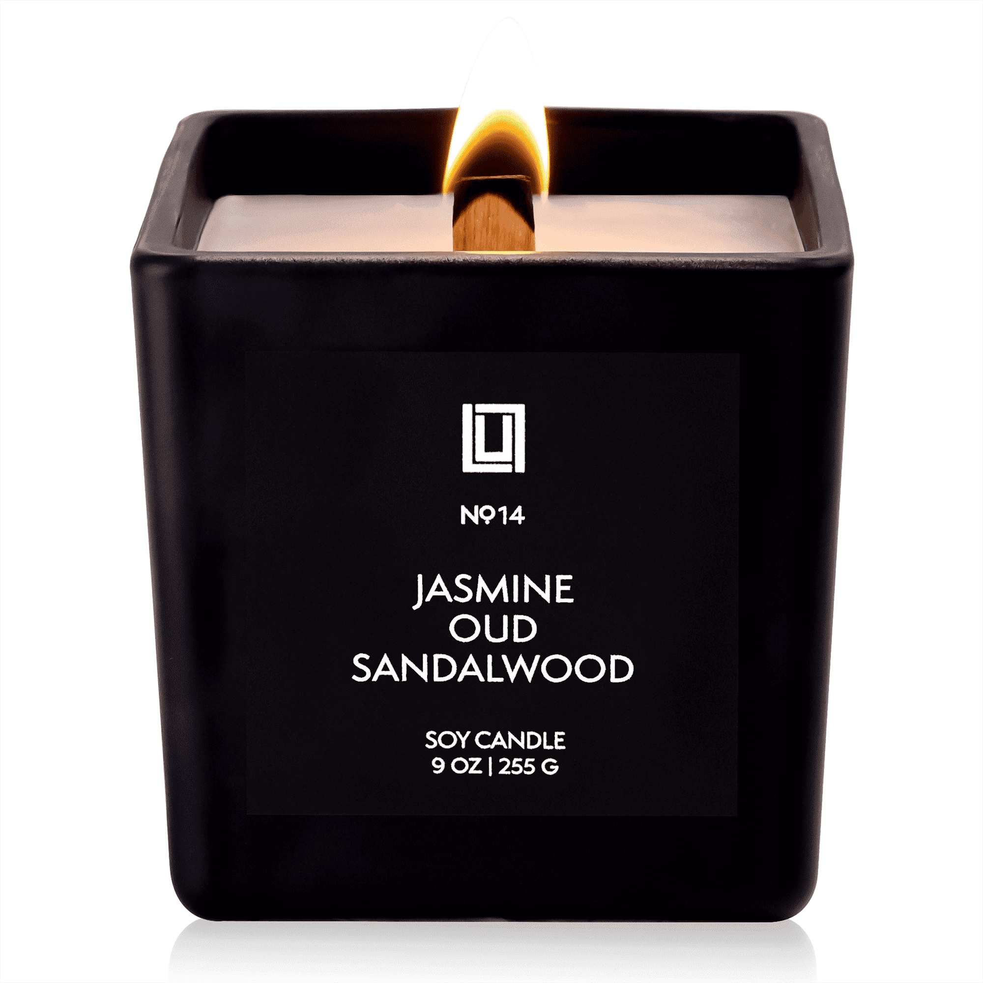 Lulu Candles | Jasmine, Oud & Sandalwood | Luxury Wood Wick Candle in Matte Black Jar – Highly Scented Soy Candle with Incense, Citrus & Clove | Long Lasting, Aromatherapy Candle, Gift for All - Image 3