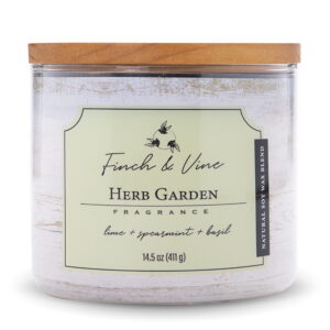 Carolina Candle Herb Garden 14.5Oz, 3 Wick Candle, White