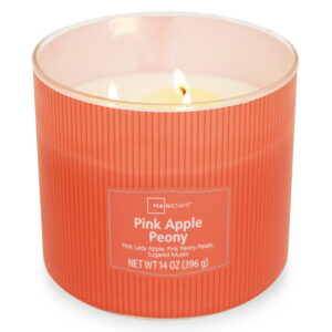 Mainstays 3-Wick Textured wrapped candle, Apple Peony Fragrance, 14oz