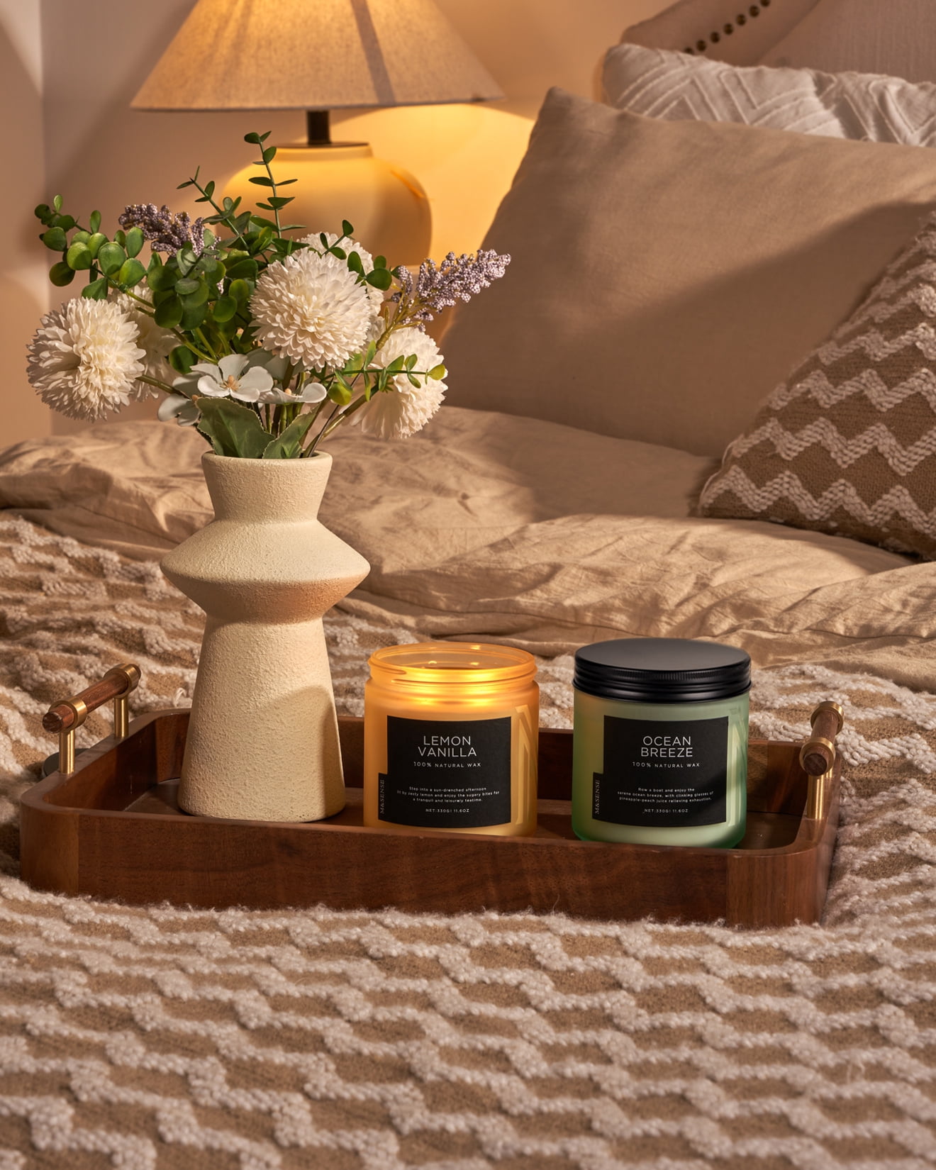 M&SENSE Lemon Vanilla Scented Candle, 11.6oz Soy Jar Candles for Home, Medium 2 Wick, Up to 70 Hours Burn time, Natural Organic Fragrance - Image 3