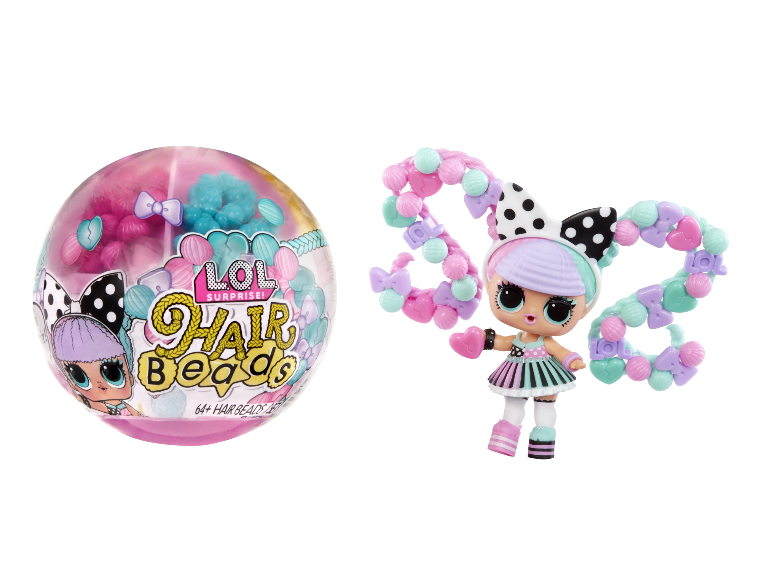 LOL Surprise Hair Beads Tots with 60+ Hair Beads, Collectible Doll, DIY Hairstyles, Hair Beads, Toy Gift Girls Age 3+
