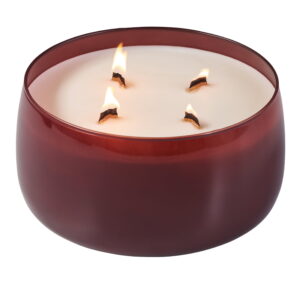 Better Homes & Gardens Intense Red Lava Citrus Scented Wooden 4-Wick Glass Scented Jar Candle 60oz.