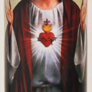 Prayer Candle Sacred Heart Red Wax, 8 Inch