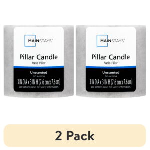 (2 pack) Mainstays Unscented Decorative Mottled Pillar Candles, 3x3inch tall, Gray Mottled Color