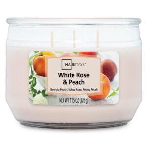 Mainstays White Rose & Peach 3 Wick Candle, 11.5 oz