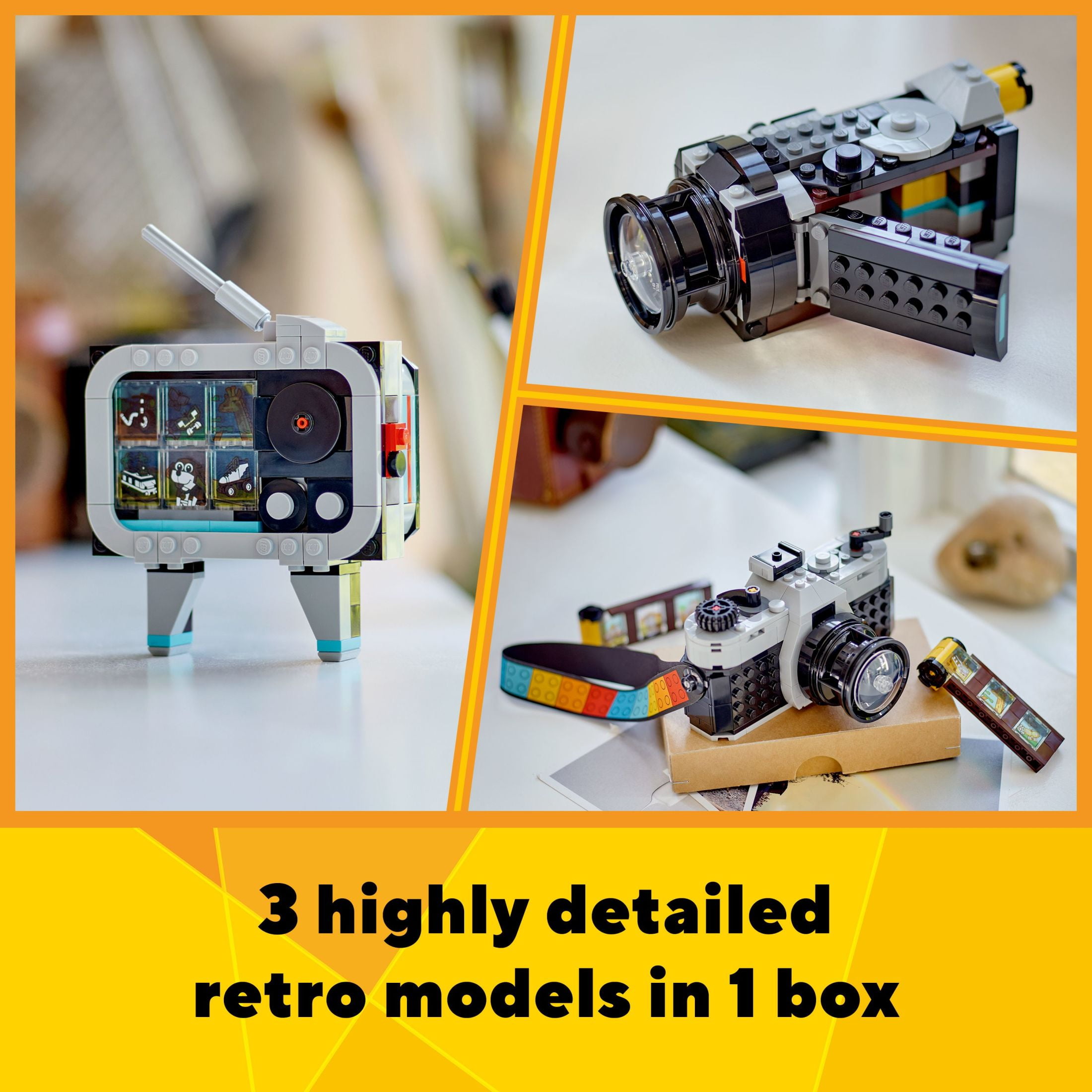 LEGO Creator 3 in 1 Retro Camera - Toy with 3 Building Options - Choose a Retro Camera, Retro Video Camera, or Retro TV - Creative Toy for Boys & Girls, Ages 8+ - Gift for Graduation - 31147 - Image 3