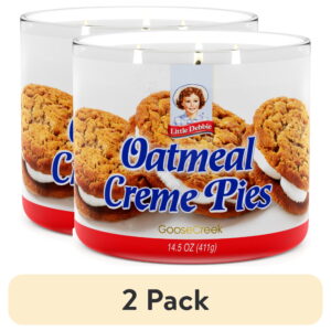 (2 pack) Goose Creek 3-Wick Little Debbie Oatmeal Cream Pies Scented Jar Candle, 14.5oz.