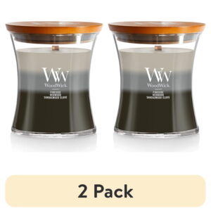 (2 pack) WoodWick Medium Hourglass Trilogy Scented Candle, Warm Woods, 9.7 oz