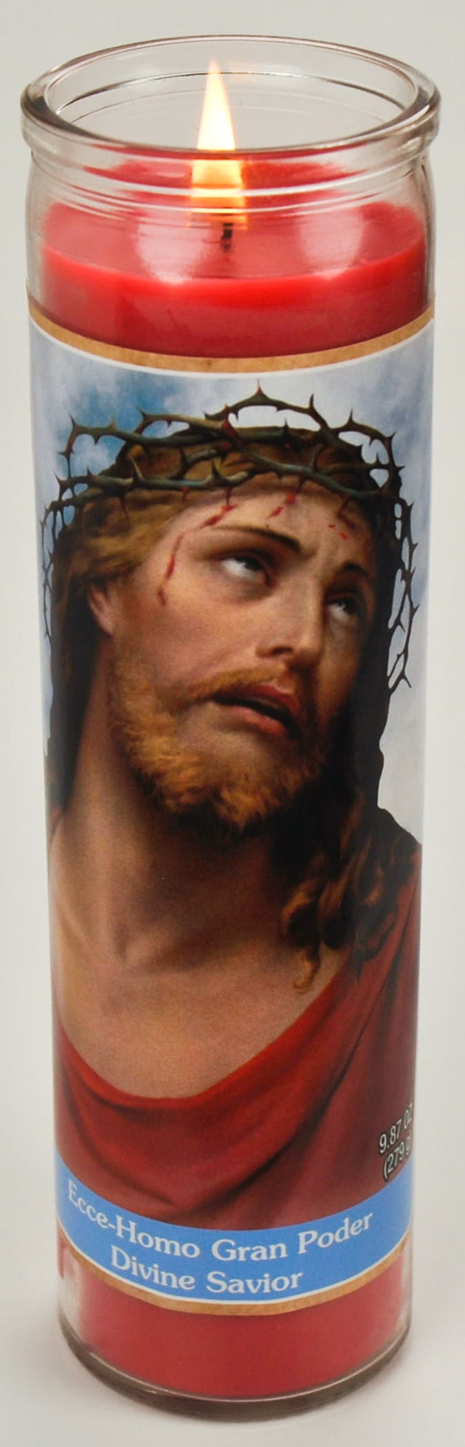 Prayer Candle Divine Savior Red Wax, 8 Inch - Image 4