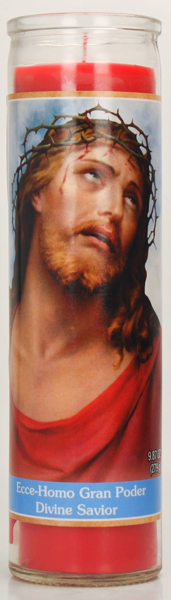 Prayer Candle Divine Savior Red Wax, 8 Inch - Image 7