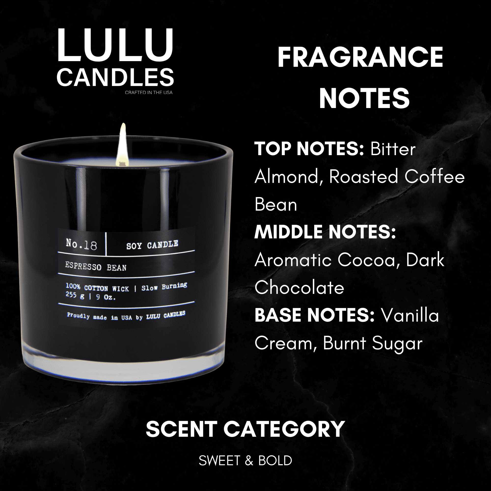 Lulu Candles | Espresso Bean | Luxury Scented Soy Jar Candle | Hand Poured in The USA | Highly Scented & Long Lasting | 9 Oz. - Image 2