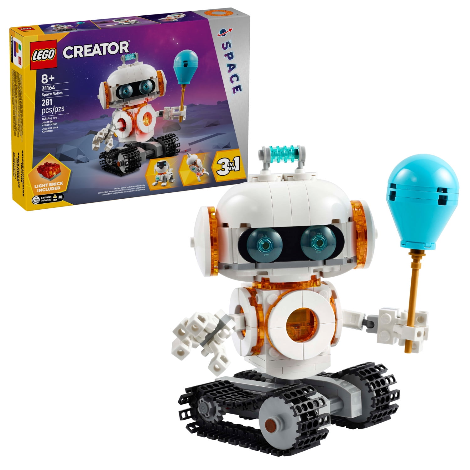LEGO Creator 3in1 Space Robot Toys - Building Toys W/ 3 Options, Robot, Spaceship, or Robot Dog - Building Kit for Kids, Boys & Girls, Ages 8+ - Gift Ideas for Birthdays - 31164
