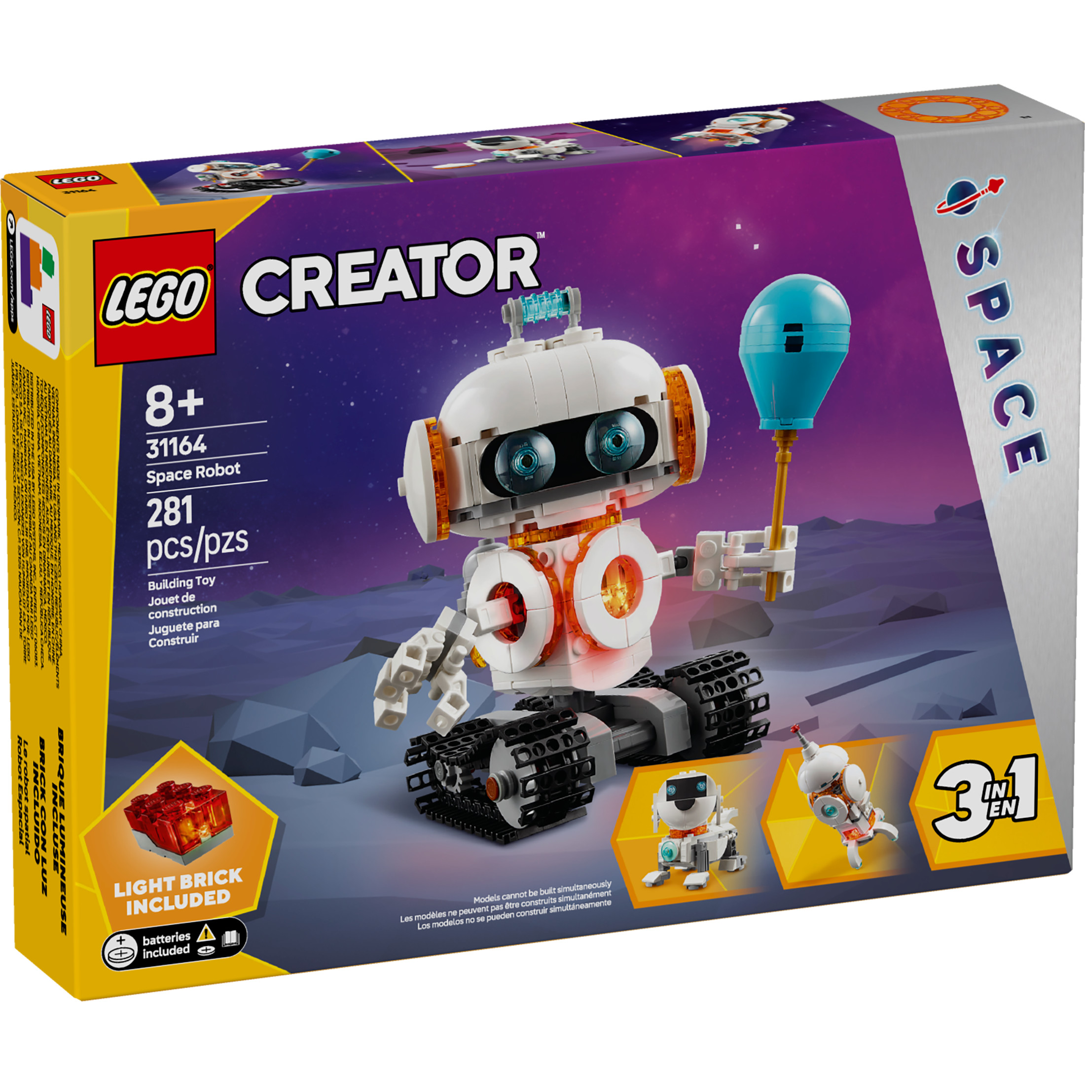 LEGO Creator 3in1 Space Robot Toys - Building Toys W/ 3 Options, Robot, Spaceship, or Robot Dog - Building Kit for Kids, Boys & Girls, Ages 8+ - Gift Ideas for Birthdays - 31164 - Image 2
