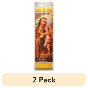 (2 pack) Prayer Candle St Joseph Yellow Wax, 8 Inch