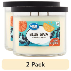 (2 pack) Great Value Scented Candle, 3 Wick, Blue Lava, 14 oz
