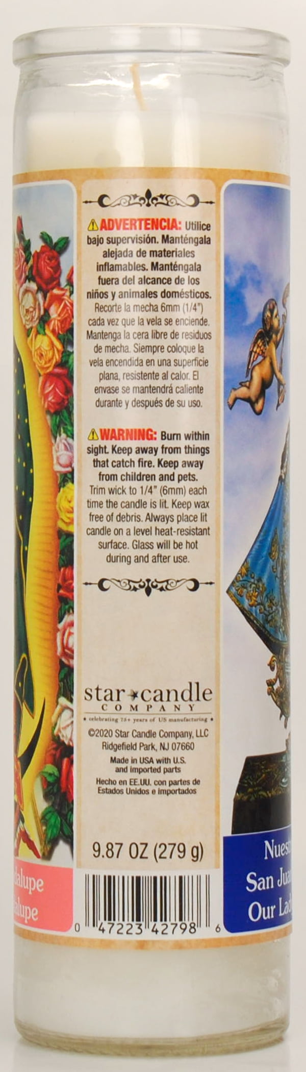 Prayer Candle Dual Saints White Wax, 8 Inch - Image 2