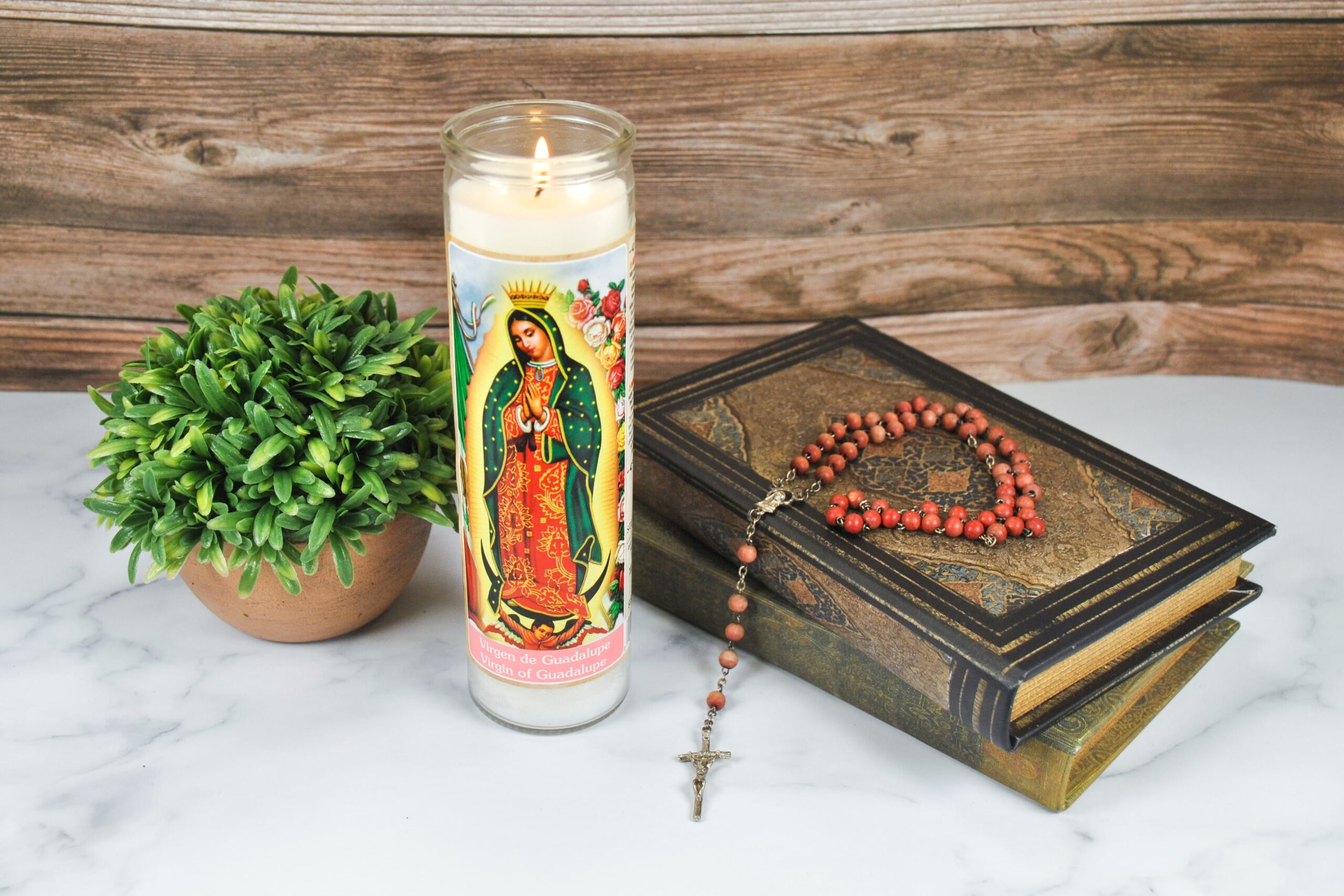 Prayer Candle Dual Saints White Wax, 8 Inch - Image 7