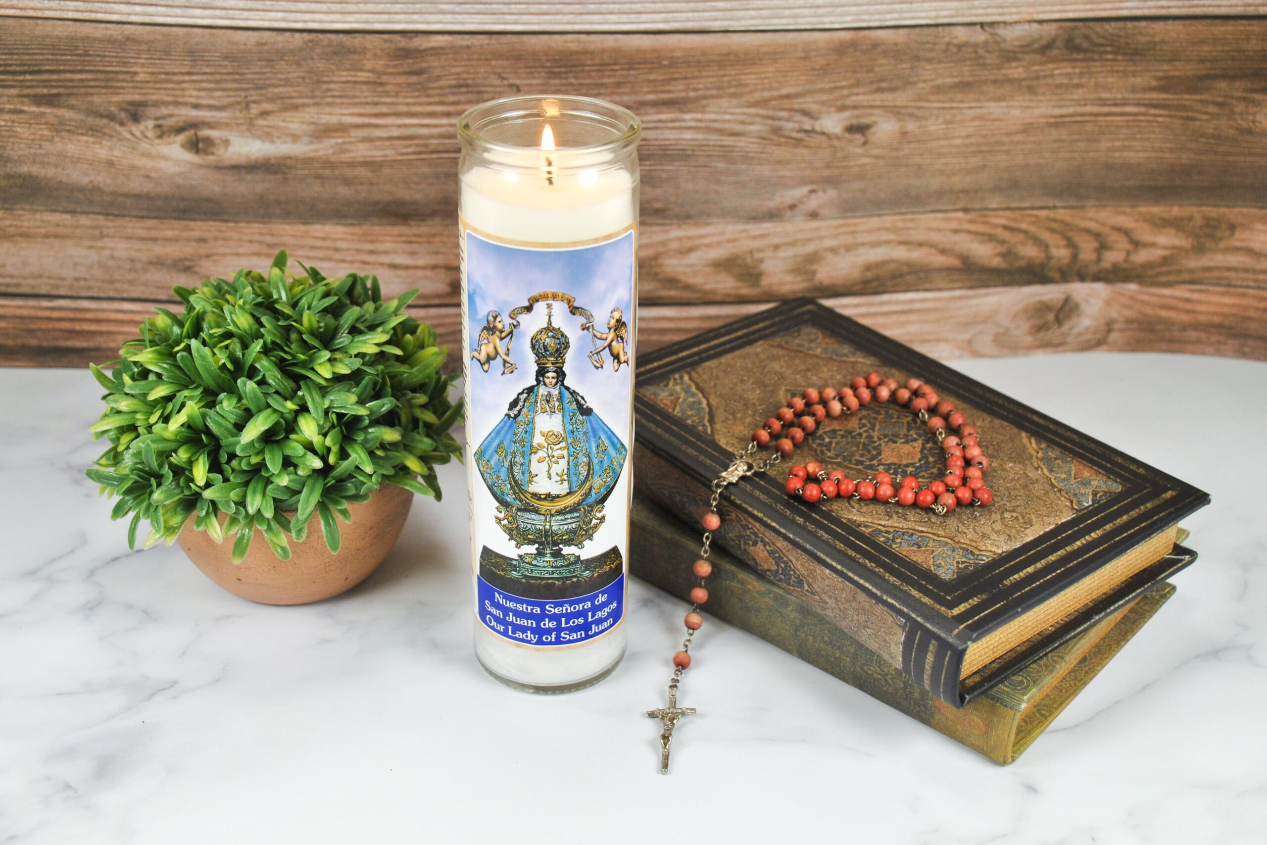 Prayer Candle Dual Saints White Wax, 8 Inch - Image 8