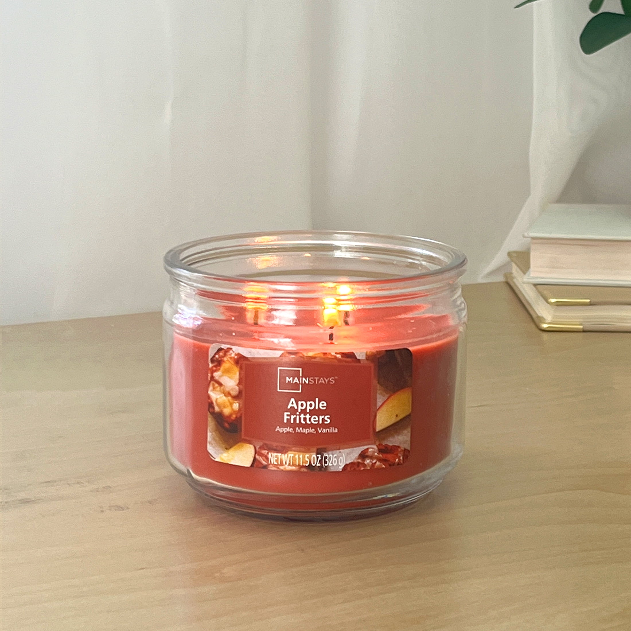 Mainstays 3-Wick Glass Jar Candle, Apple Fritter, 11.5 oz - Image 2