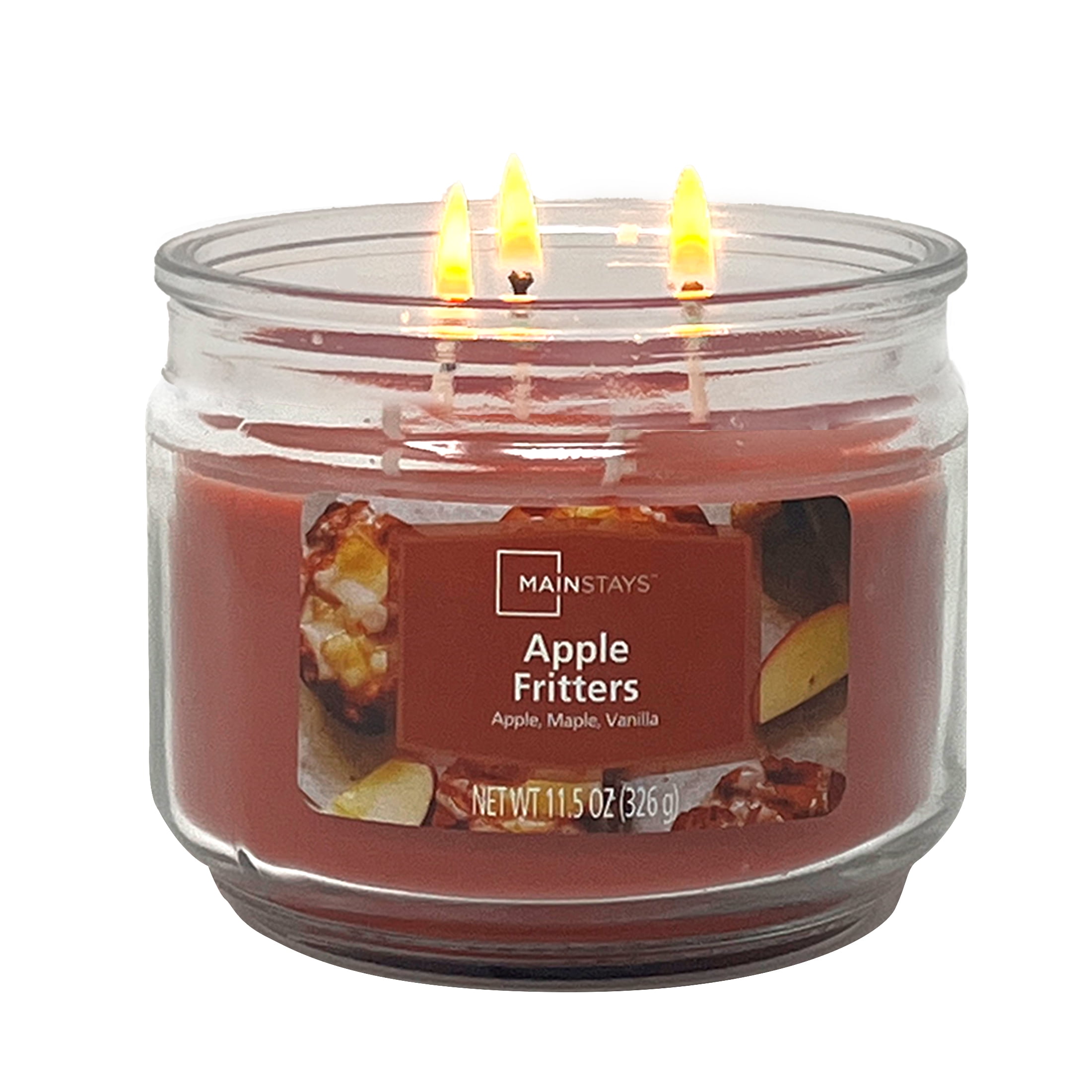 Mainstays 3-Wick Glass Jar Candle, Apple Fritter, 11.5 oz - Image 3