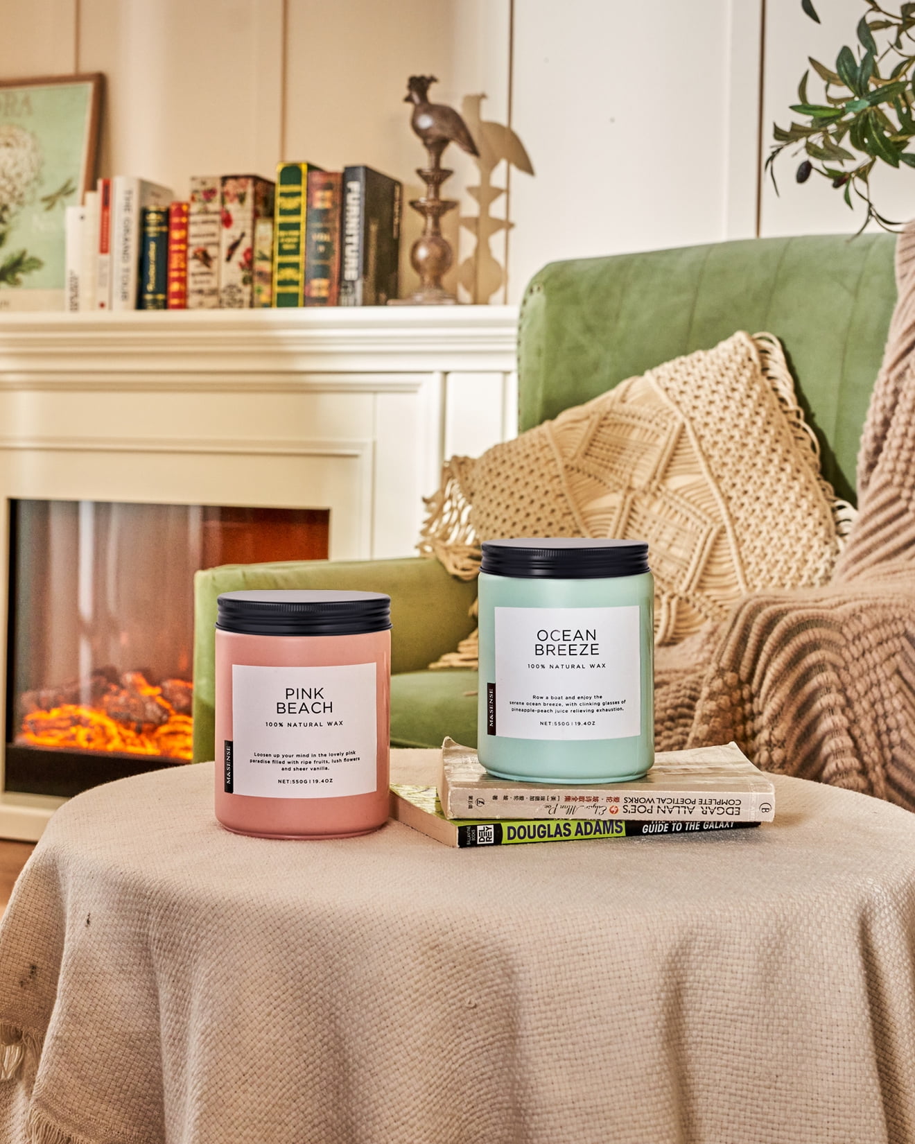 M&SENSE Ocean Breeze Scented Candle, 19.4oz Soy Jar Candle for Home, Large 2 Wick, Up to 110 Hours Burn time, Natural Organic Fragnce - Image 3