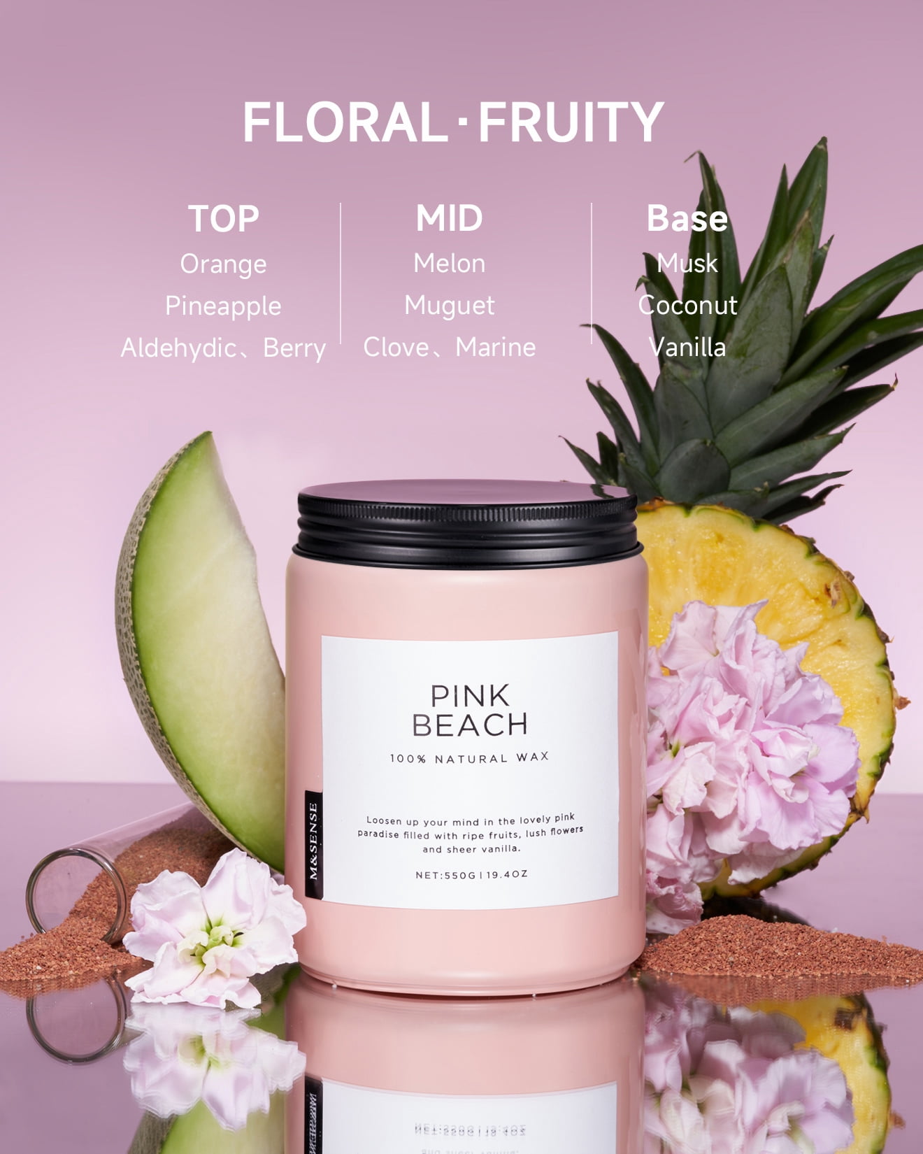 M&SENSE Ocean Breeze Scented Candle, 19.4oz Soy Jar Candle for Home, Large 2 Wick, Up to 110 Hours Burn time, Natural Organic Fragnce - Image 8