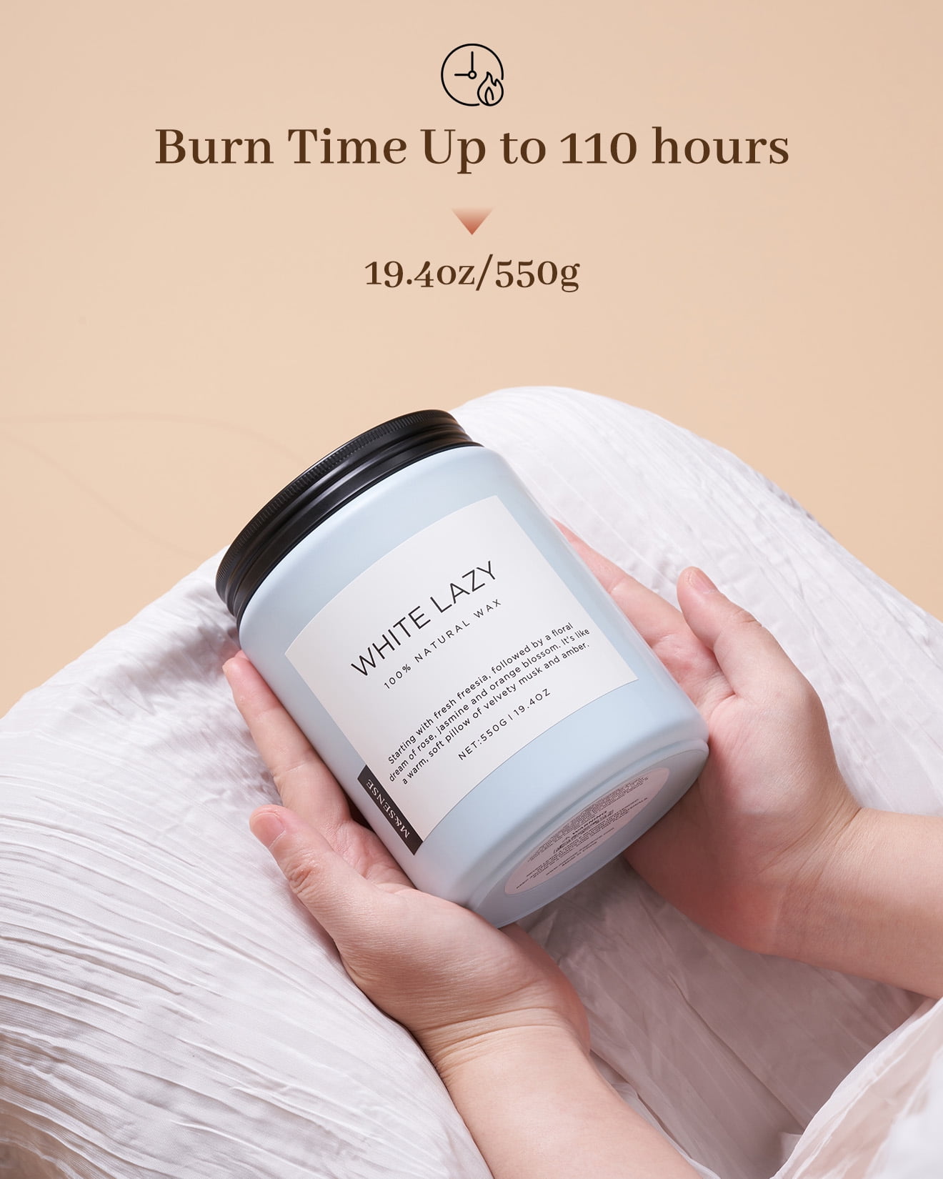 M&SENSE Ocean Breeze Scented Candle, 19.4oz Soy Jar Candle for Home, Large 2 Wick, Up to 110 Hours Burn time, Natural Organic Fragnce - Image 22