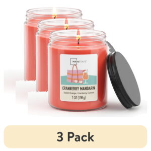 (3 pack) Mainstays Single-Wick Twist Glass Jar Scented Candle, Cranberry Mandarin, 7oz.