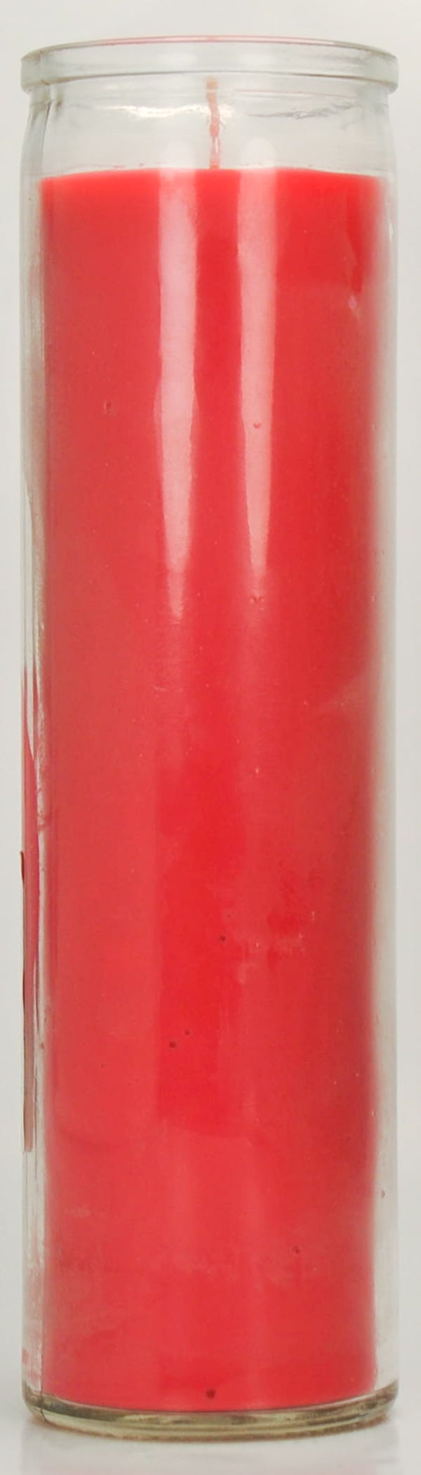Prayer Candle Clear Glass Red Wax, 8 Inch
