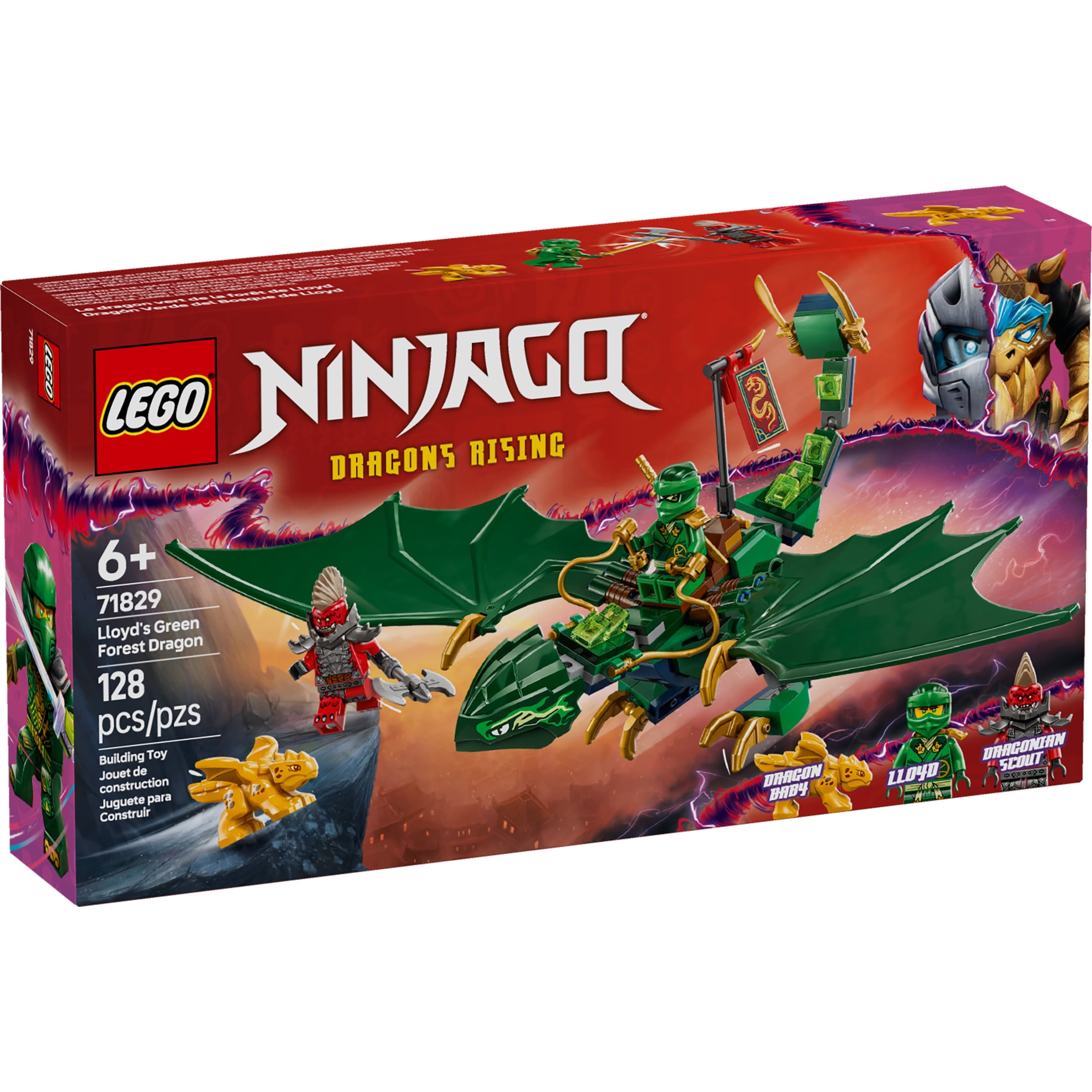 LEGO NINJAGO Lloyd's Green Forest Dragon Toys - Pretend Play Building Toys for Boys & Girls, Ages 6+ - Dragon Figurine W/ 2 Minifigures for Kids - Gift Ideas for Birthdays - 71829 - Image 2