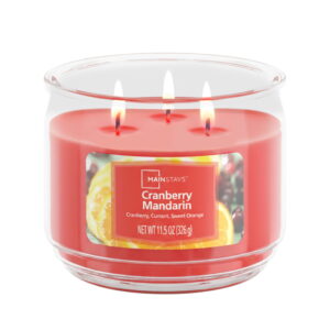 Mainstays 3-Wick Scented Glass Jar Candle, Cranberry Mandarin, 11.5oz.