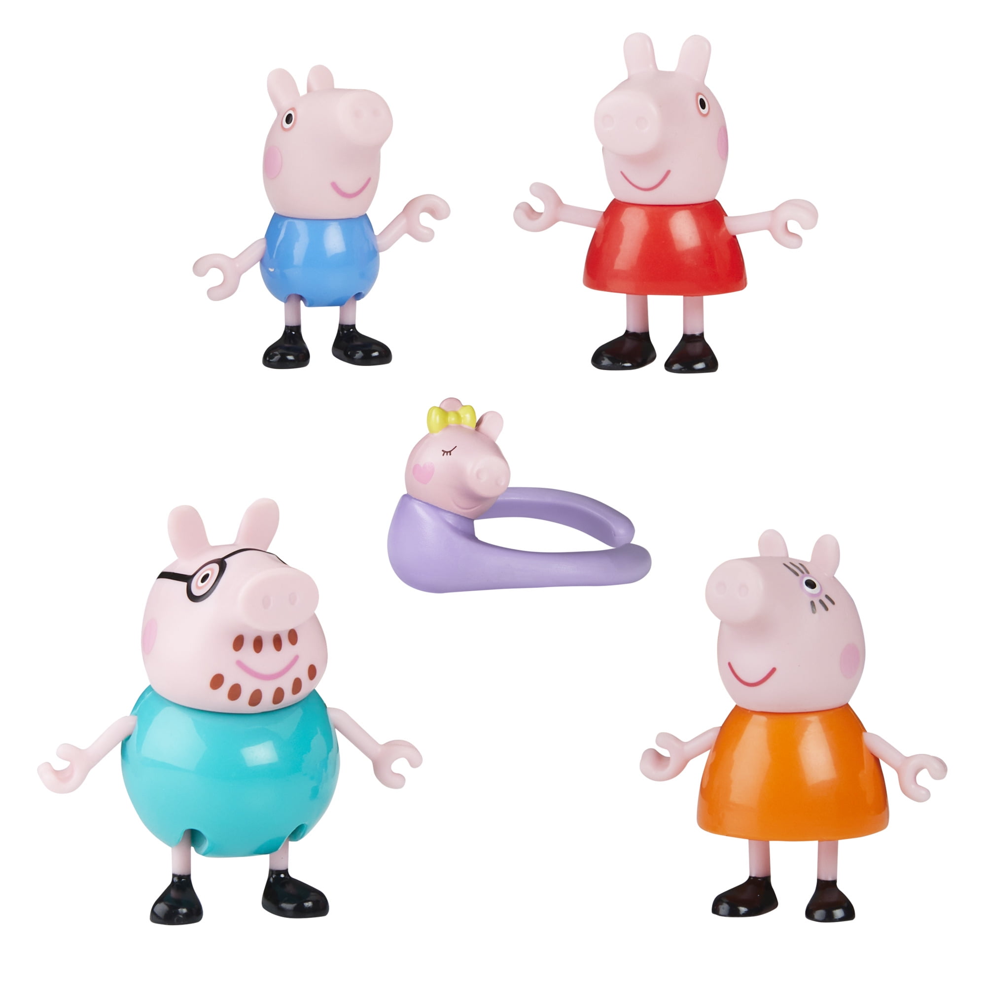 Peppa Pig Peppa's Family of Five with Baby Evie in Carrier, Poseable Figures Hold Hands, Preschool Toys, Boys and Girls, Ages 3 and up - Image 2