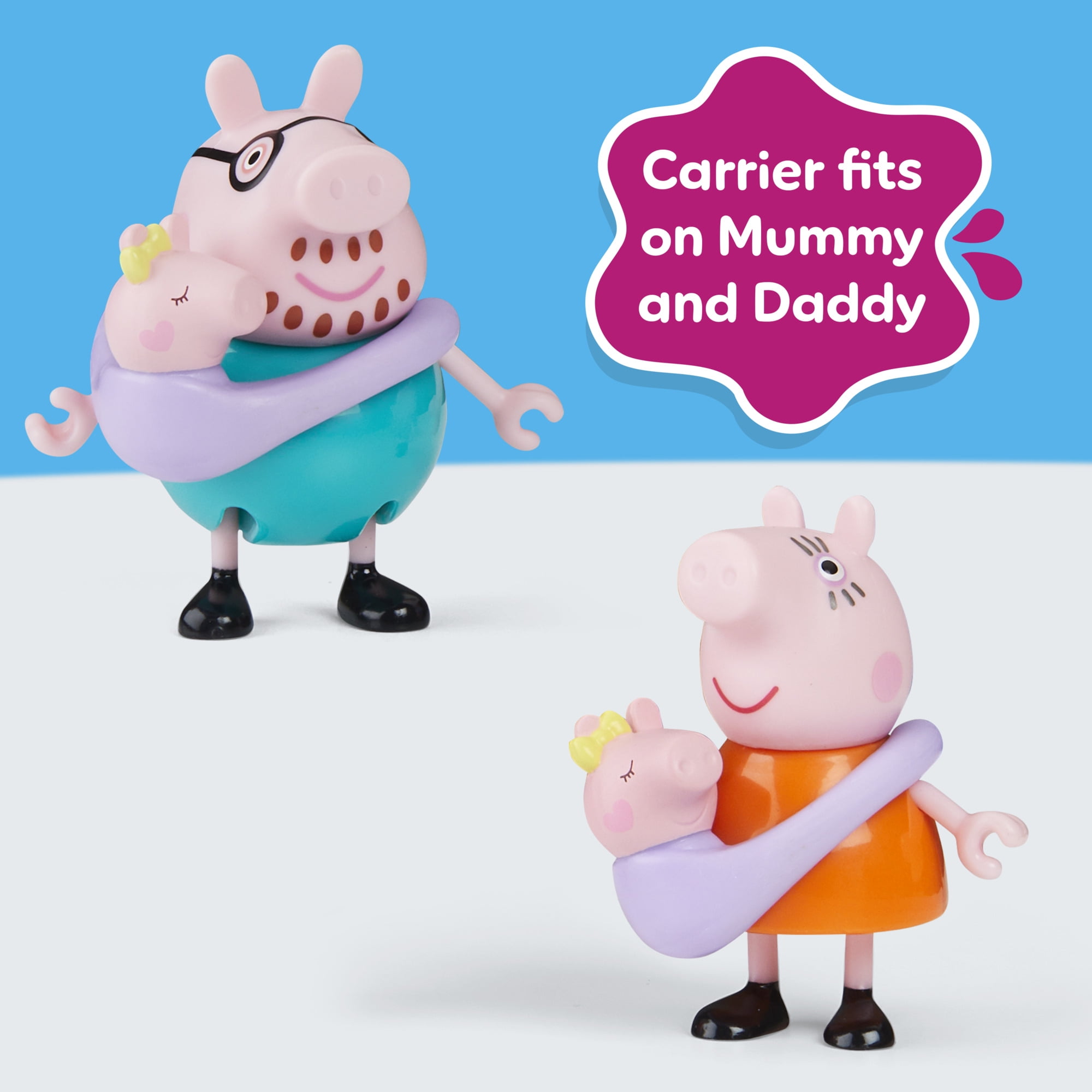 Peppa Pig Peppa's Family of Five with Baby Evie in Carrier, Poseable Figures Hold Hands, Preschool Toys, Boys and Girls, Ages 3 and up - Image 5
