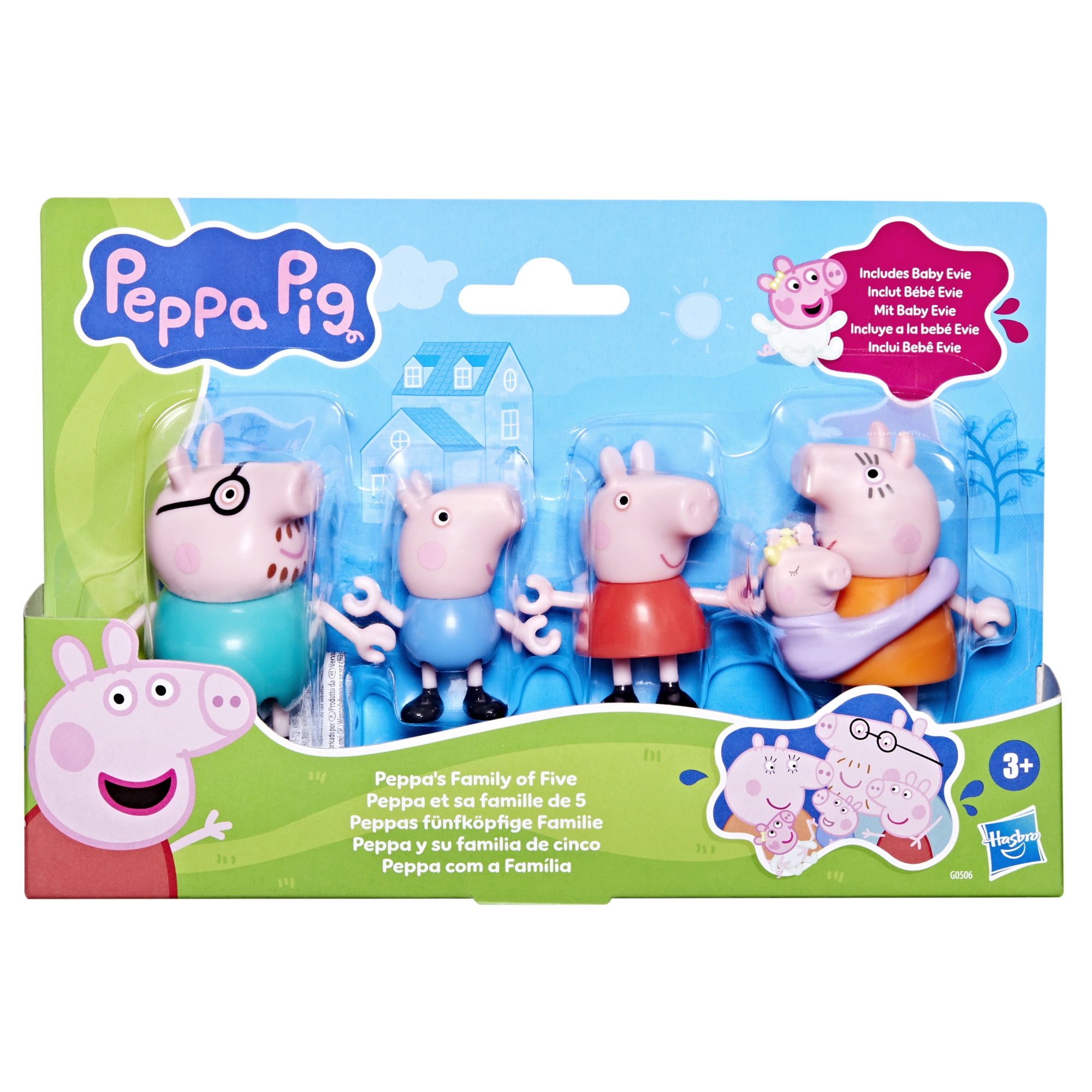 Peppa Pig Peppa's Family of Five with Baby Evie in Carrier, Poseable Figures Hold Hands, Preschool Toys, Boys and Girls, Ages 3 and up - Image 8