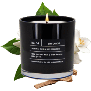 Lulu Candles | Jasmine, Oud & Sandalwood | Luxury Scented Soy Wax Blend | Hand Poured in the USA | Highly Scented Candles for Home Fragrance & Decor (9 oz.)