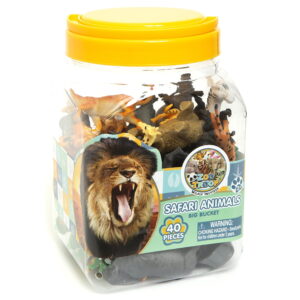 Zoo Troop Big Bucket of Safari Life – 40-Piece Novelty Toy Set for Kids Ages 3+
