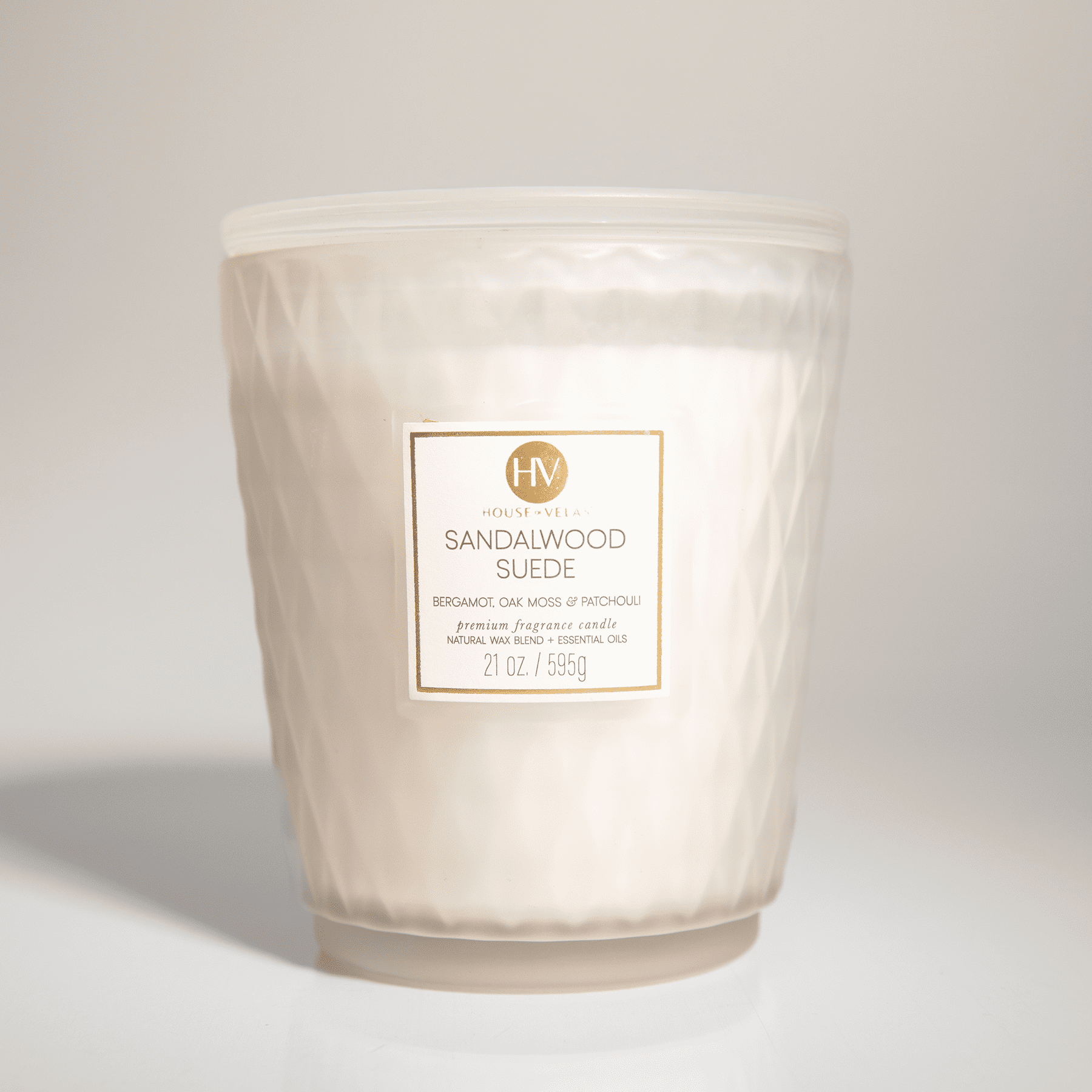 House of Velas Diamante Candle Collection, 21 oz, 3 Cotton Wicks, Sandalwood Suede, Large Glass Jar - Image 3