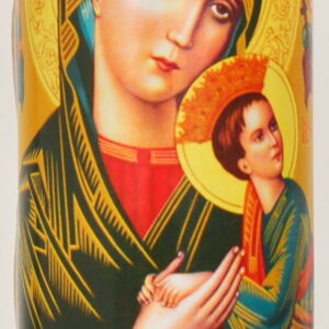 Prayer Candle Perpetual Help White Wax, 8 Inch