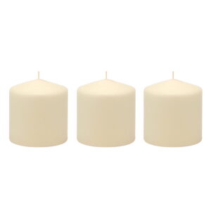 Stonebriar Collection Unscented Ivory Pillar Candle, 3-Pack, 3" x 3", 18-Hour Burn Time