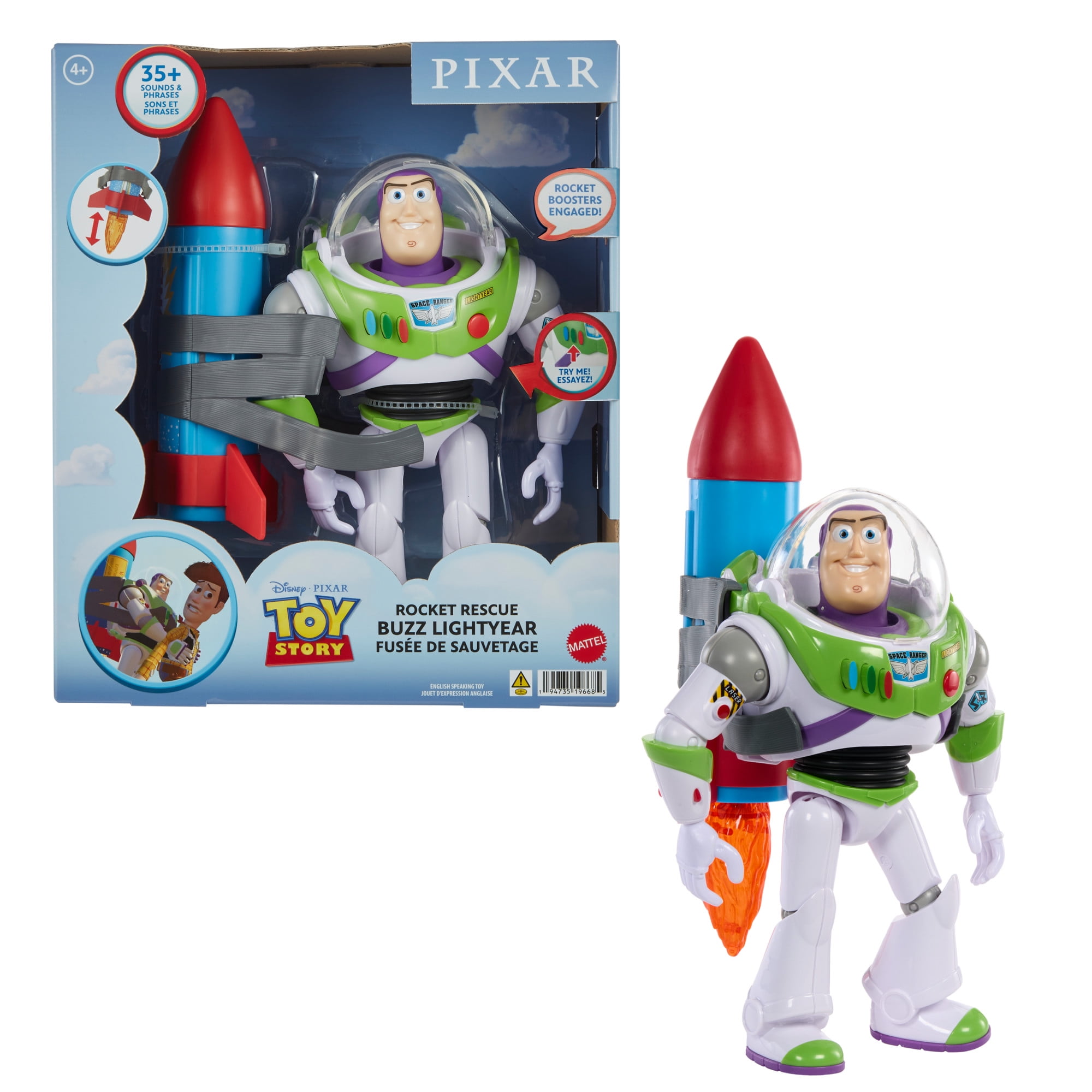Disney and PixarToy Story Buzz Lightyear 10-inch Action Figure Toy with Rocket & Sounds