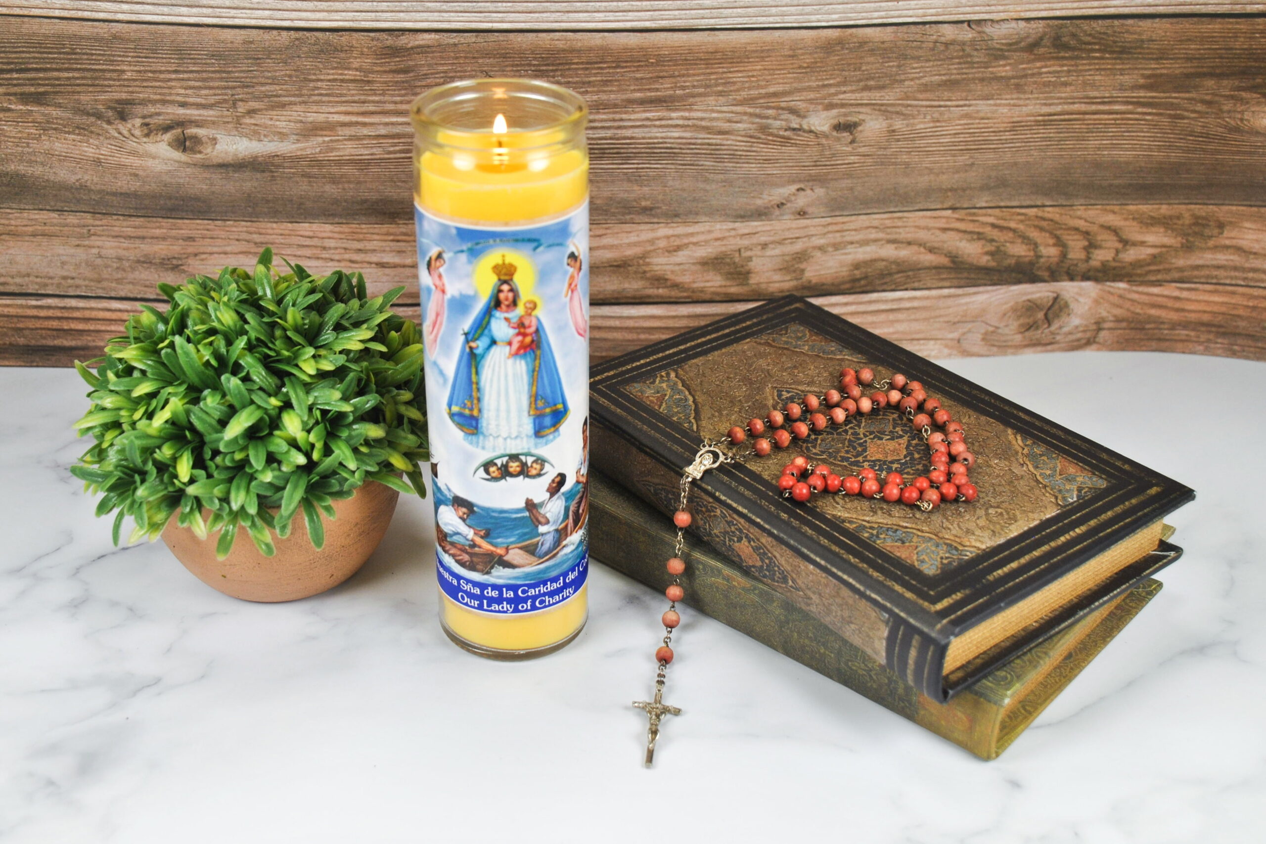 Prayer Candle Caridad Del Cobre Yellow Wax, 8 Inch - Image 5