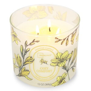 Mainstays 3-Wick Floral Scene Scented Jar Candle, Cozy Comfort, 13oz
