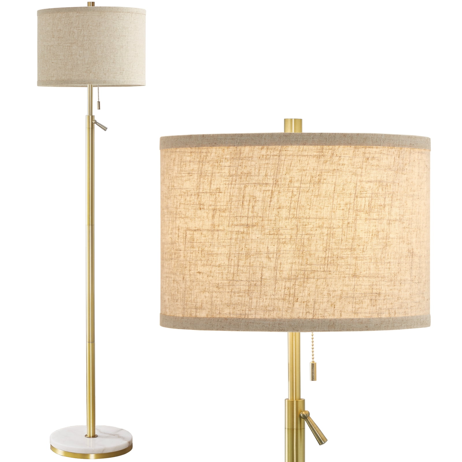 NATYSWAN Modern Floor Lamp for Living Room, Adjustable Height Standing Lamp with Marble Base Tall Lamp with Pull Chain Switch Floor Lamps for Living Room, Bedroom & Office Bulbs Not Included (Gold) - Image 3