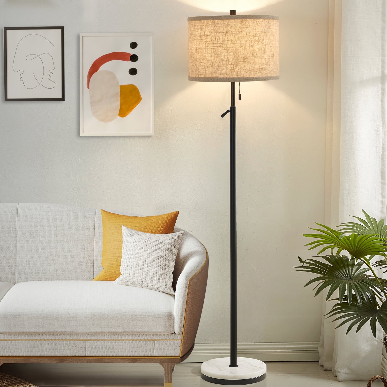 NATYSWAN Modern Floor Lamp for Living Room, Adjustable Height Standing Lamp with Marble Base Tall Lamp with Pull Chain Switch Floor Lamps for Living Room, Bedroom & Office Bulbs Not Included (Gold) - Image 20