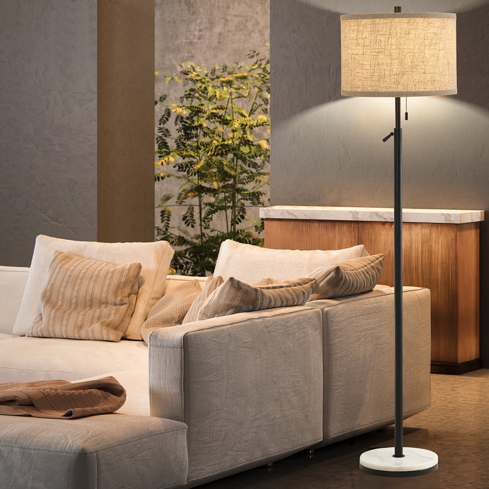 NATYSWAN Modern Floor Lamp for Living Room, Adjustable Height Standing Lamp with Marble Base Tall Lamp with Pull Chain Switch Floor Lamps for Living Room, Bedroom & Office Bulbs Not Included (Gold) - Image 25