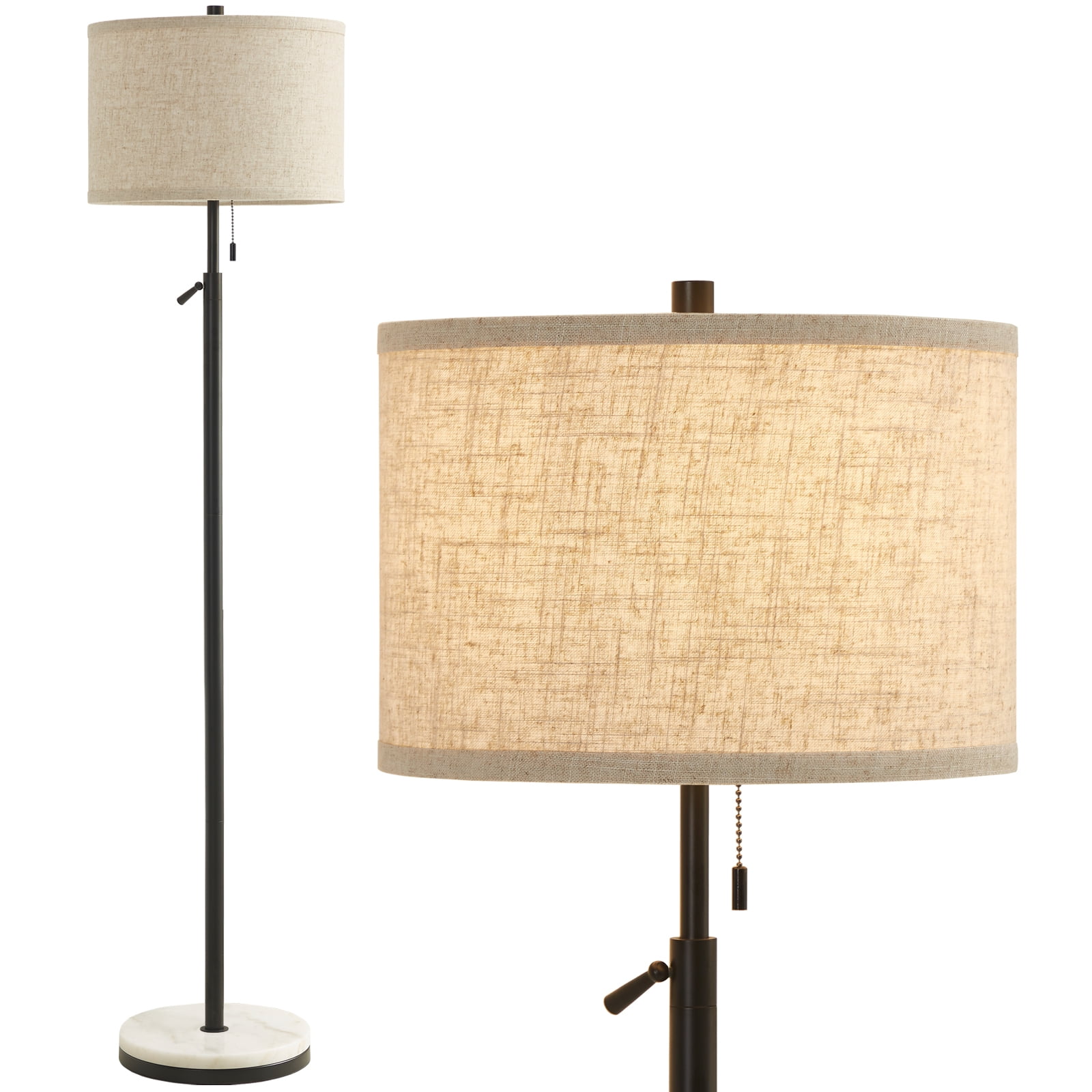 NATYSWAN Modern Floor Lamp for Living Room, Adjustable Height Standing Lamp with Marble Base Tall Lamp with Pull Chain Switch Floor Lamps for Living Room, Bedroom & Office Bulbs Not Included (Gold) - Image 27